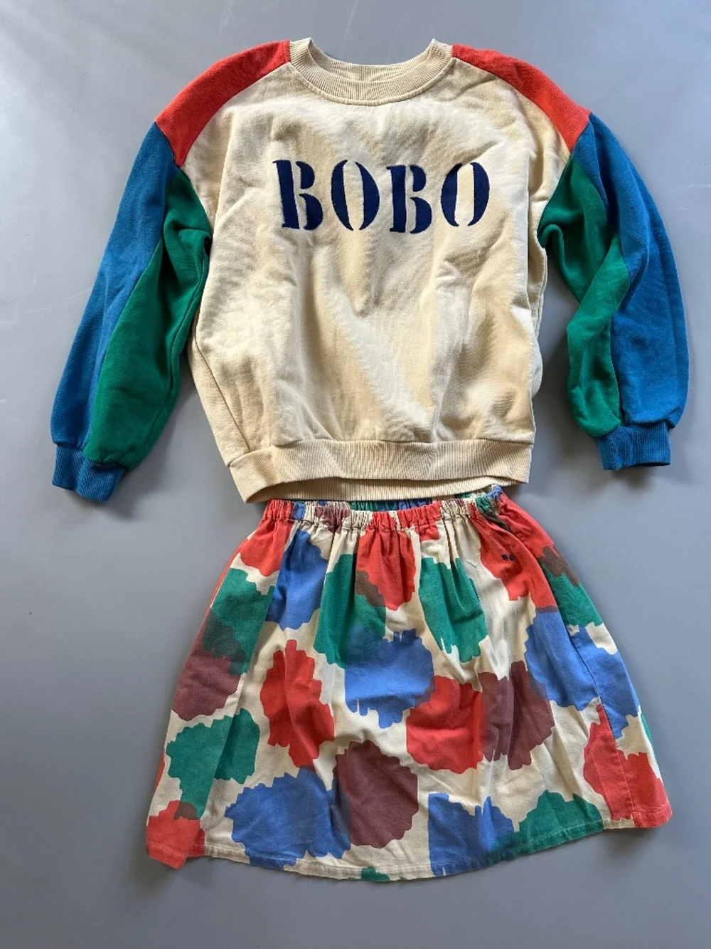 BOBO CHOSES Girls Skirt Organic Cotton Sweatsuit Set 10-11Y